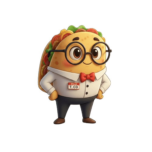 Whimsical cartoon taco character